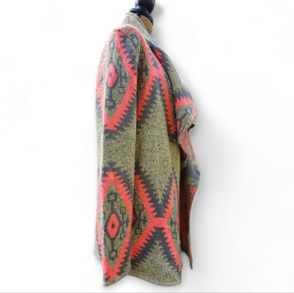 Debut Aztec Waterfall Cardigan-Boho Southwestern Wrap, Size S/M - Picture 5 of 8